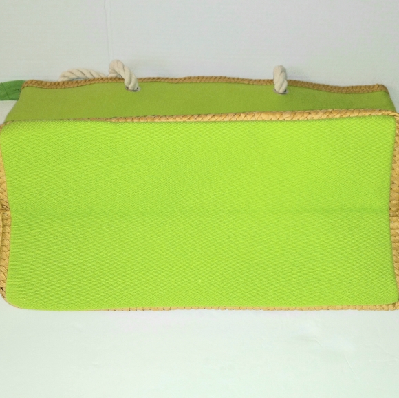 Cappelli NWT green beach bag with inside zip pocket. Braided rope handles - Picture 3 of 9